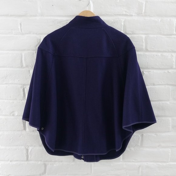 Boston Proper Poncho Cape Womens Medium Purple Full Zip Wool Blend Sweater - Picture 2 of 12